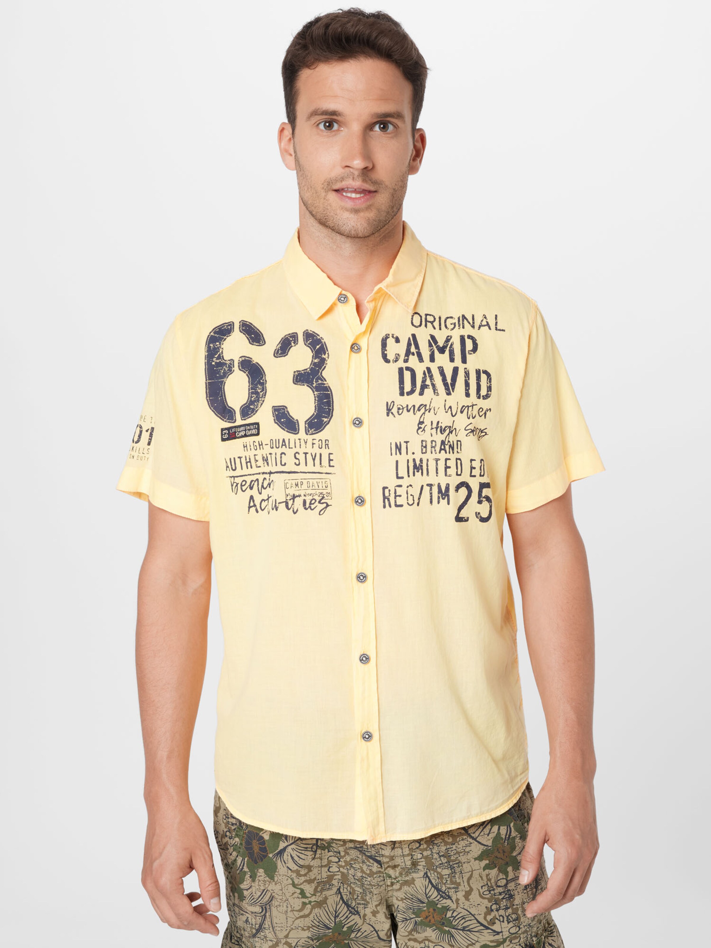 Männer Große Größen CAMP DAVID Hemd in Pastellgelb - WJ38017