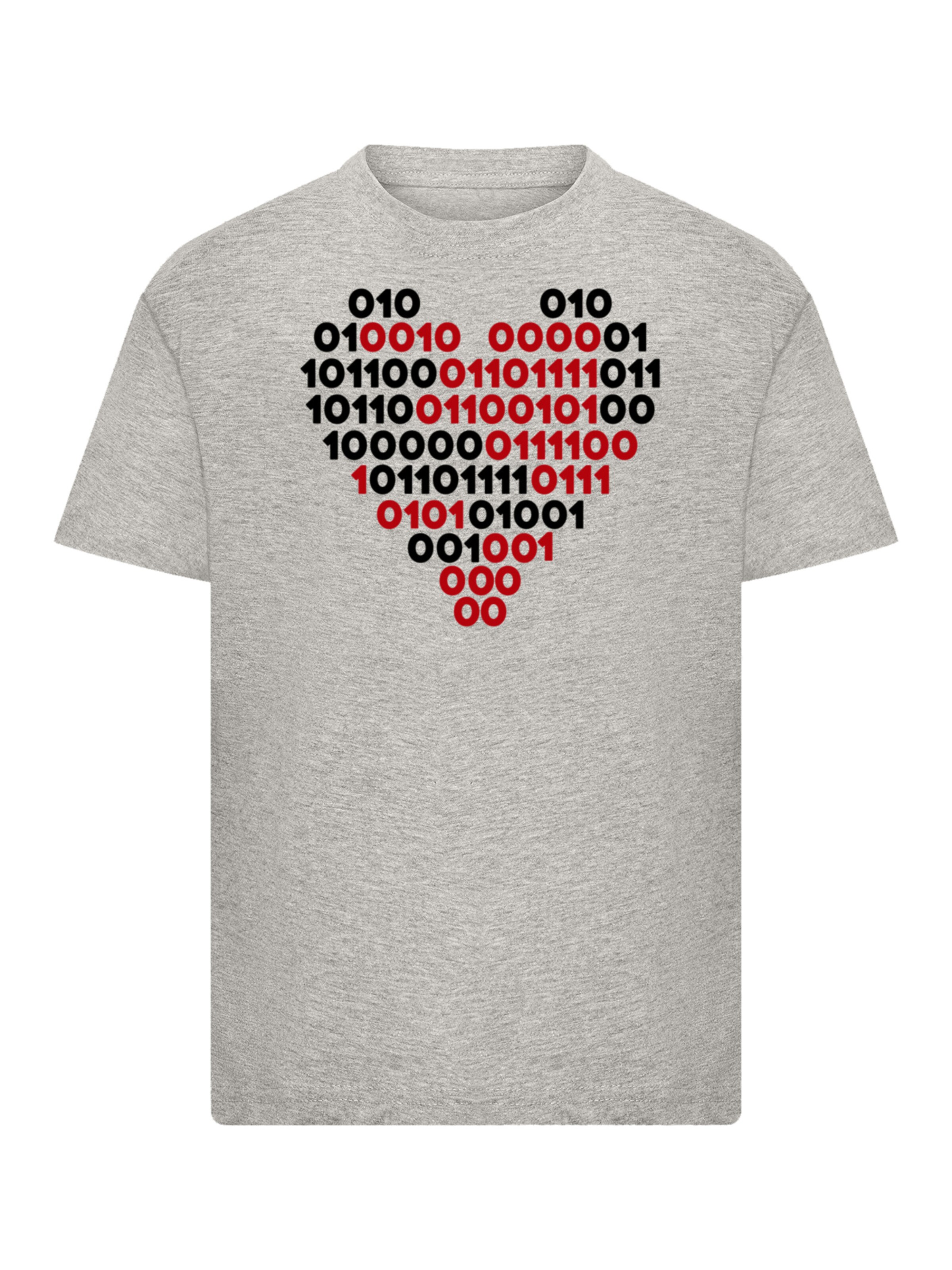 F4NT4STIC Shirt 'I love you 01001001 Binary Code Herz  Valentinstag' in Grey: front
