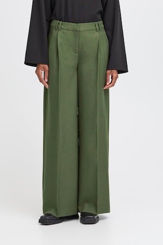 ICHI Wide leg Pantalon ' IHLEXI' in Groen: voorkant