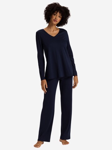Hanro Pyjama 'Cotton Silk' in Blauw