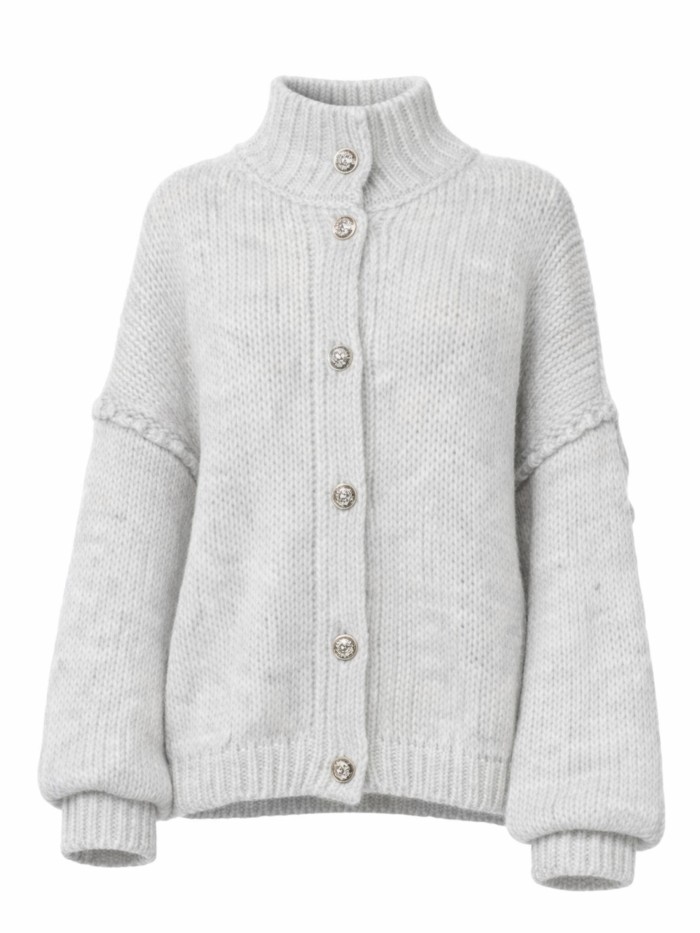 Worldclassca Oversized Cardigan 'Strickjacke mit Knopf' in Grey: front