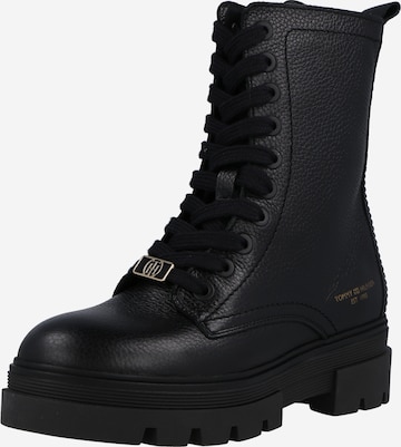 TOMMY HILFIGER Lace-up bootie in Black: front