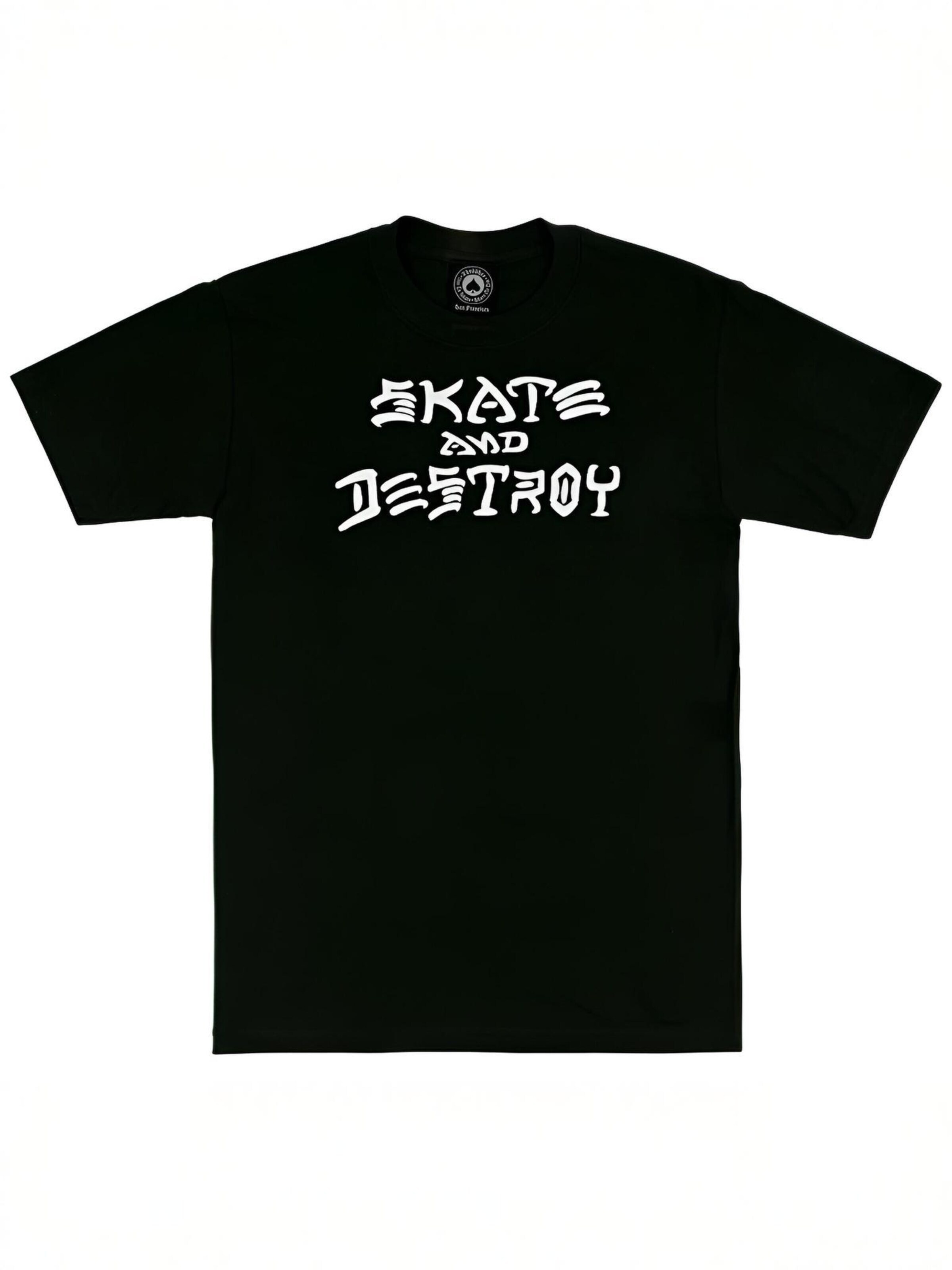 THRASHER Shirt 'SKATE AND DESTROY' in Zwart: voorkant