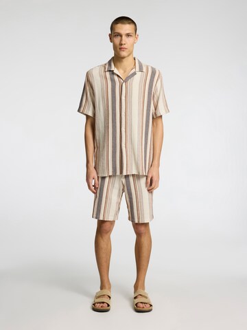 SELECTED HOMME Comfort fit Button Up Shirt 'SLHSal' in Beige