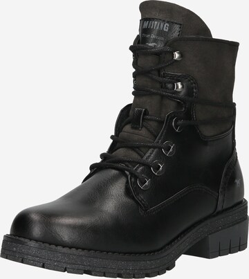 MUSTANG Lace-Up Ankle Boots in Black: front