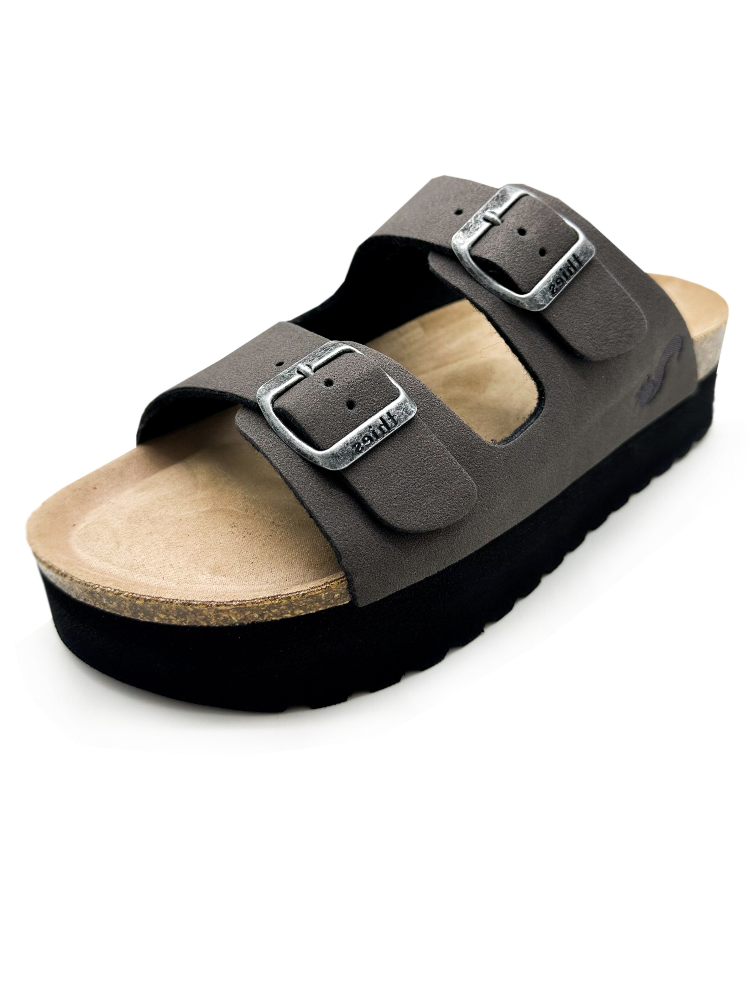 thies Mules 'thies 1856 ® Eco Bio Plateau Sandal' in Grey: front