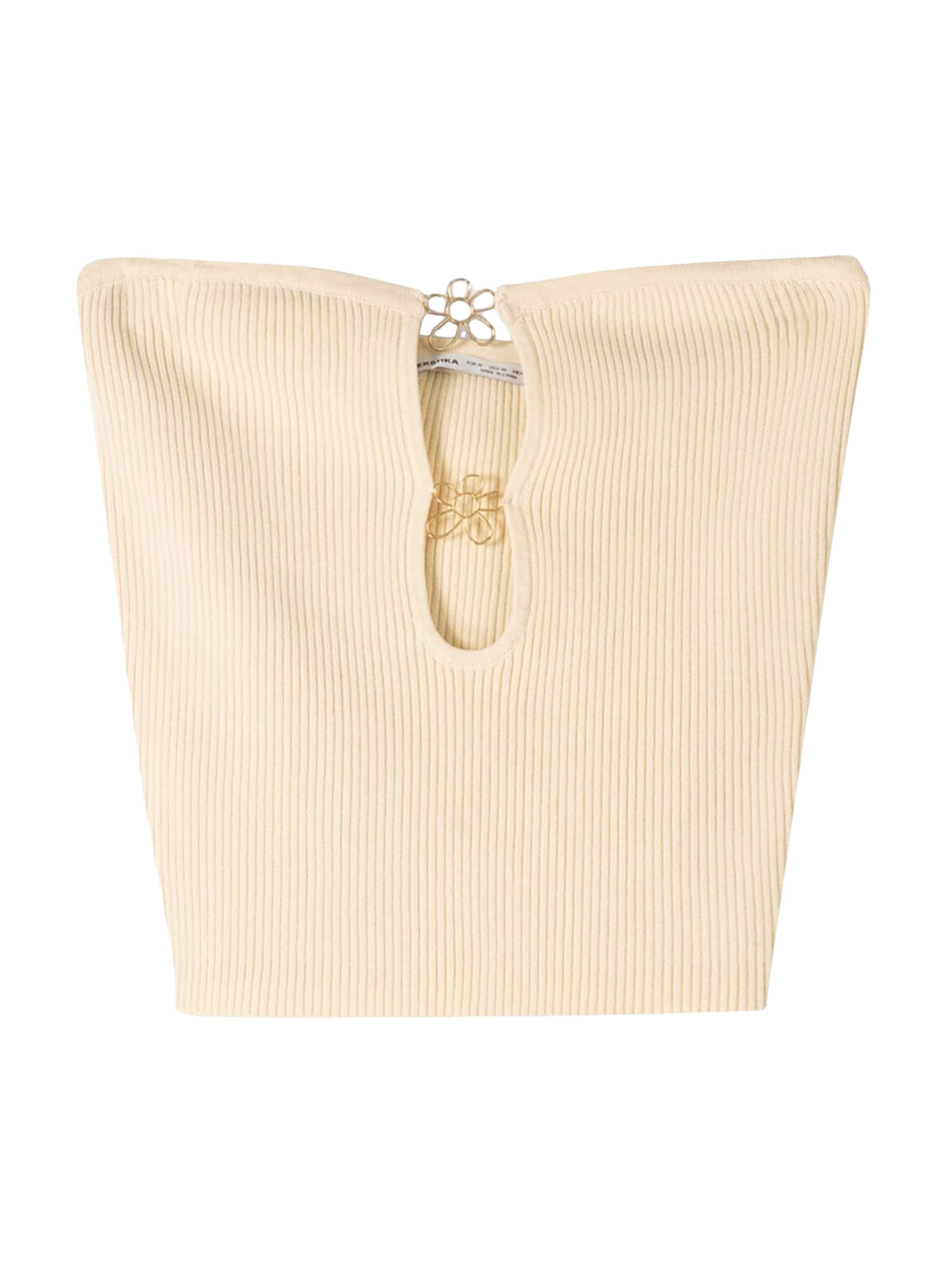 Top in maglia di Bershka in beige: frontale