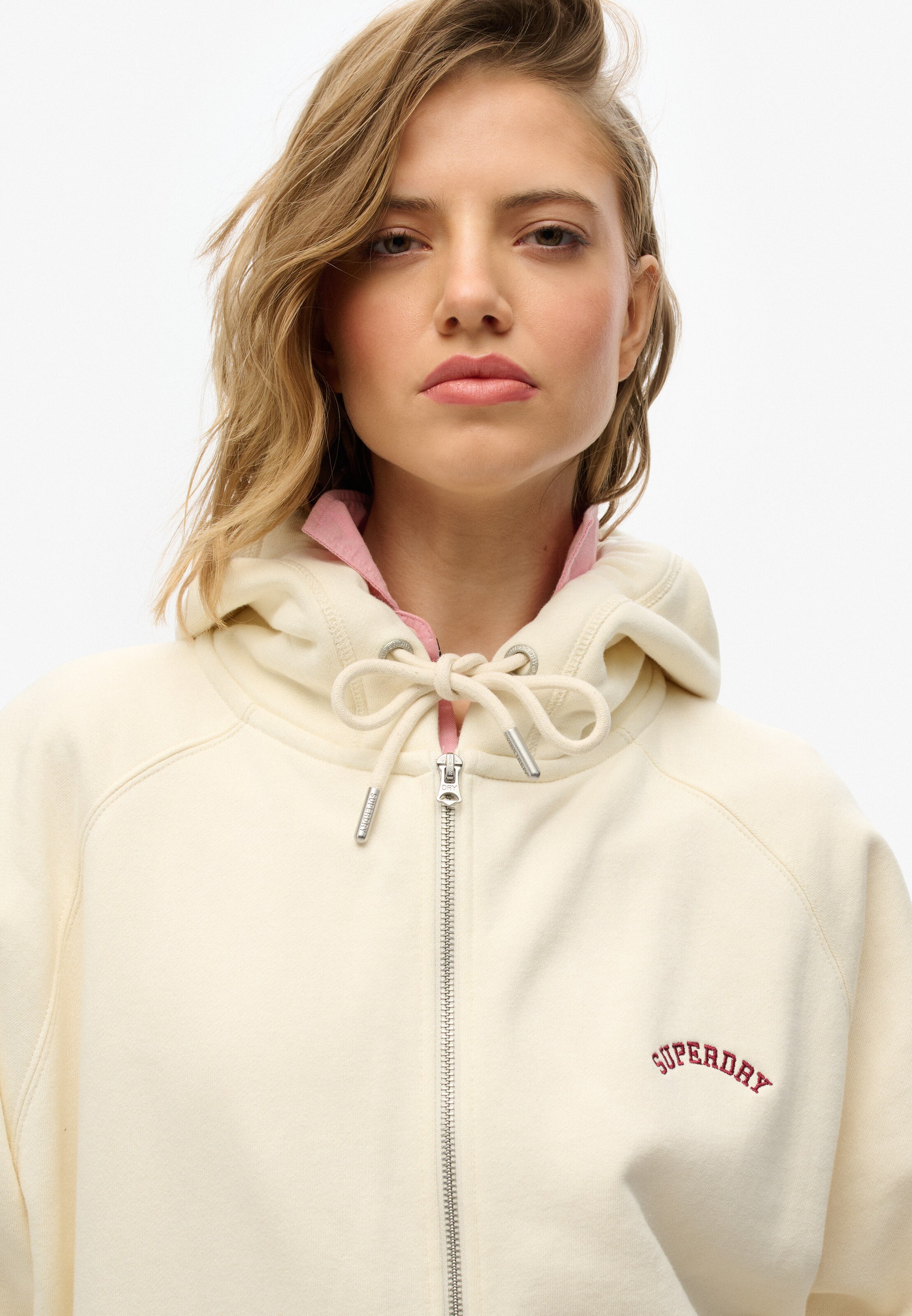 Superdry Zip-Up Hoodie 'Essential' in White