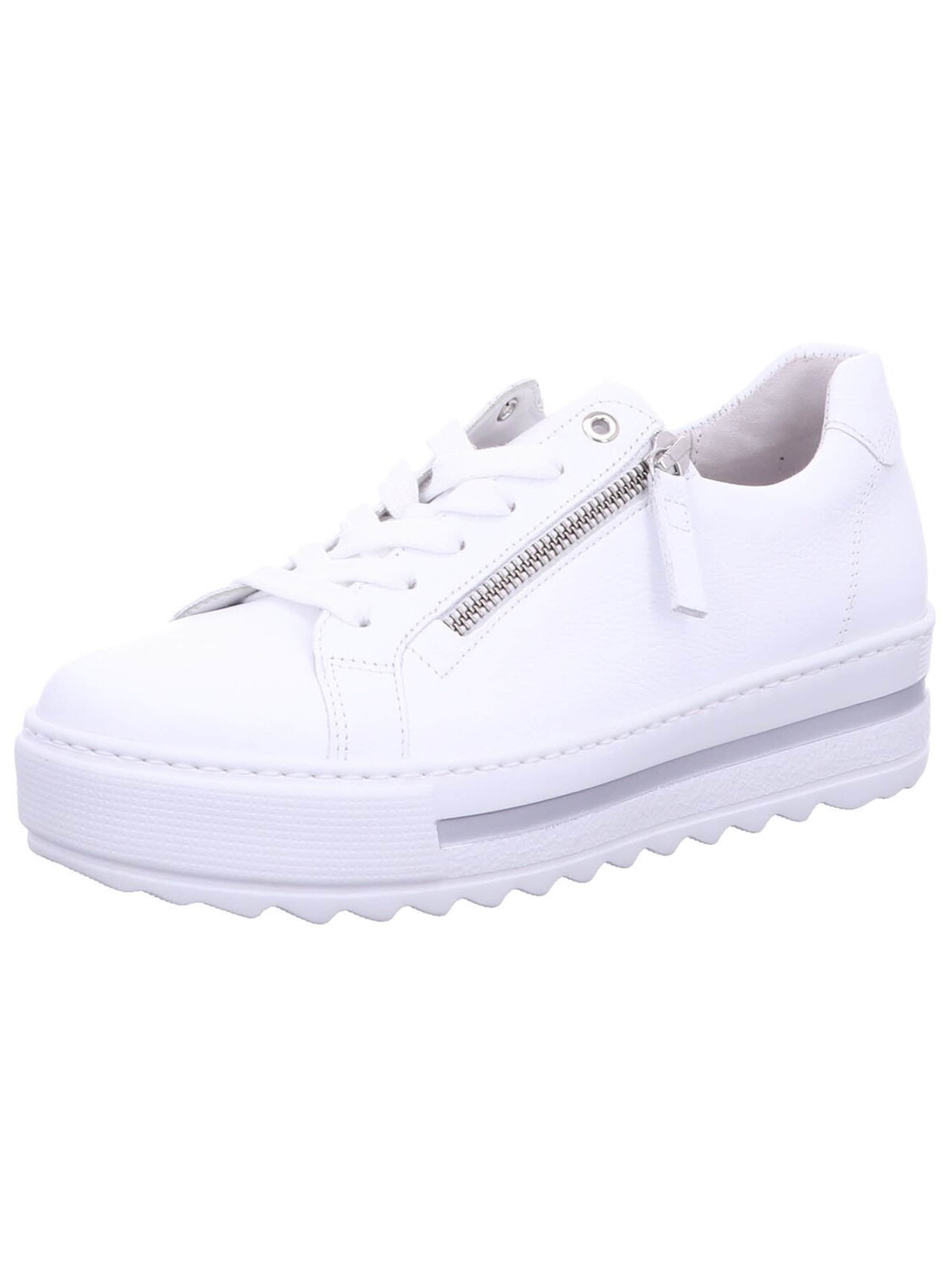 Gabor Comfort Sneakers 'Komfort Schnürschuh Damen 66.498 50 Echtleder in weiß' in White: front
