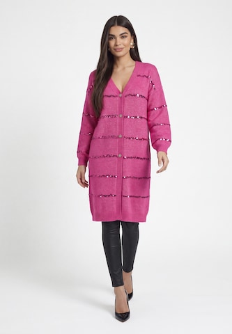 Manteau en tricot 'Festive' faina en rose : devant