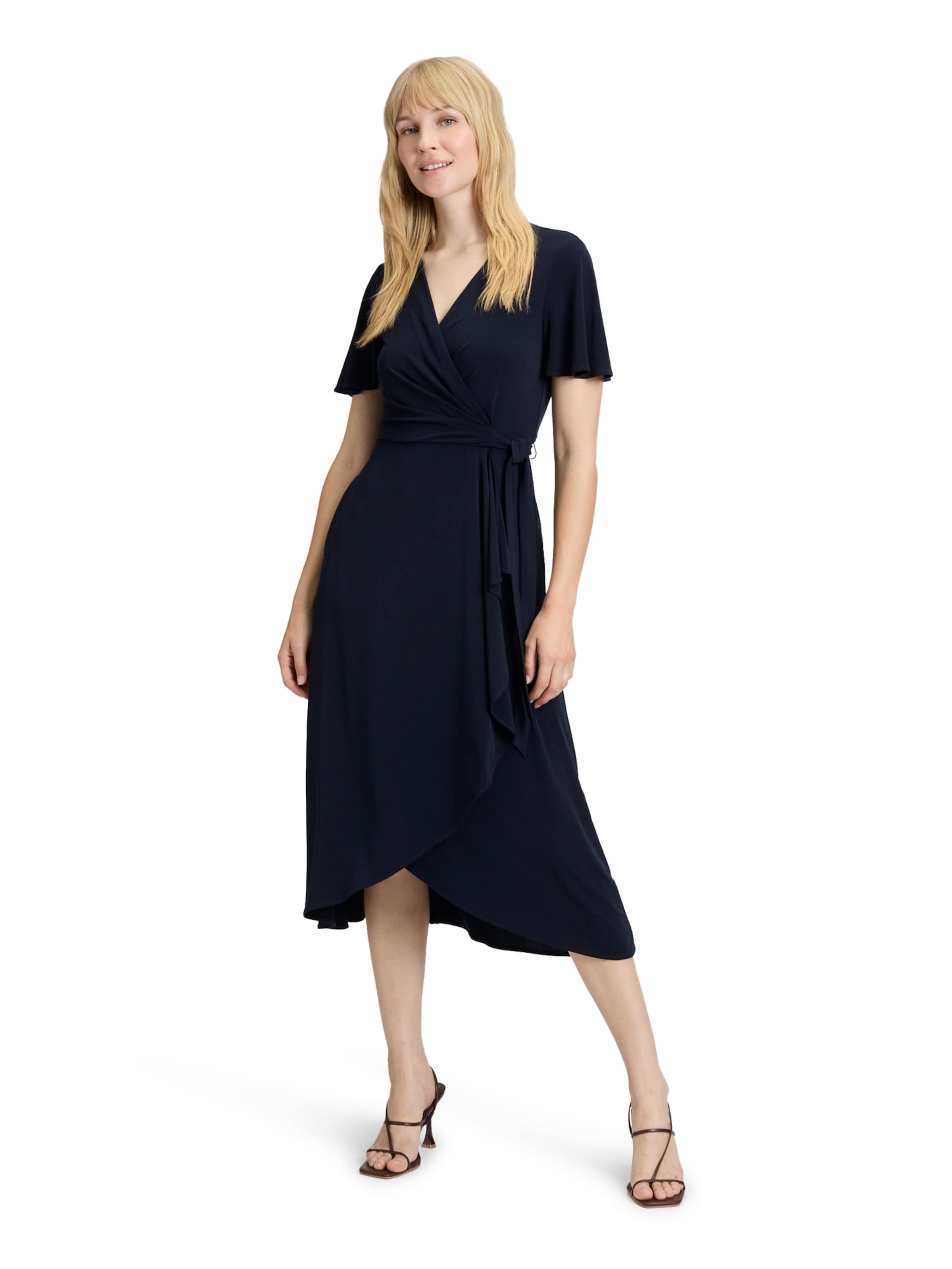 Vera Mont Jerseykleid kurzarm in Blau: Vorderseite