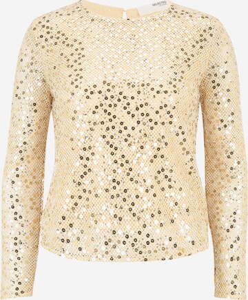 Selected Femme Petite Blouse 'NOEL' in Gold: front