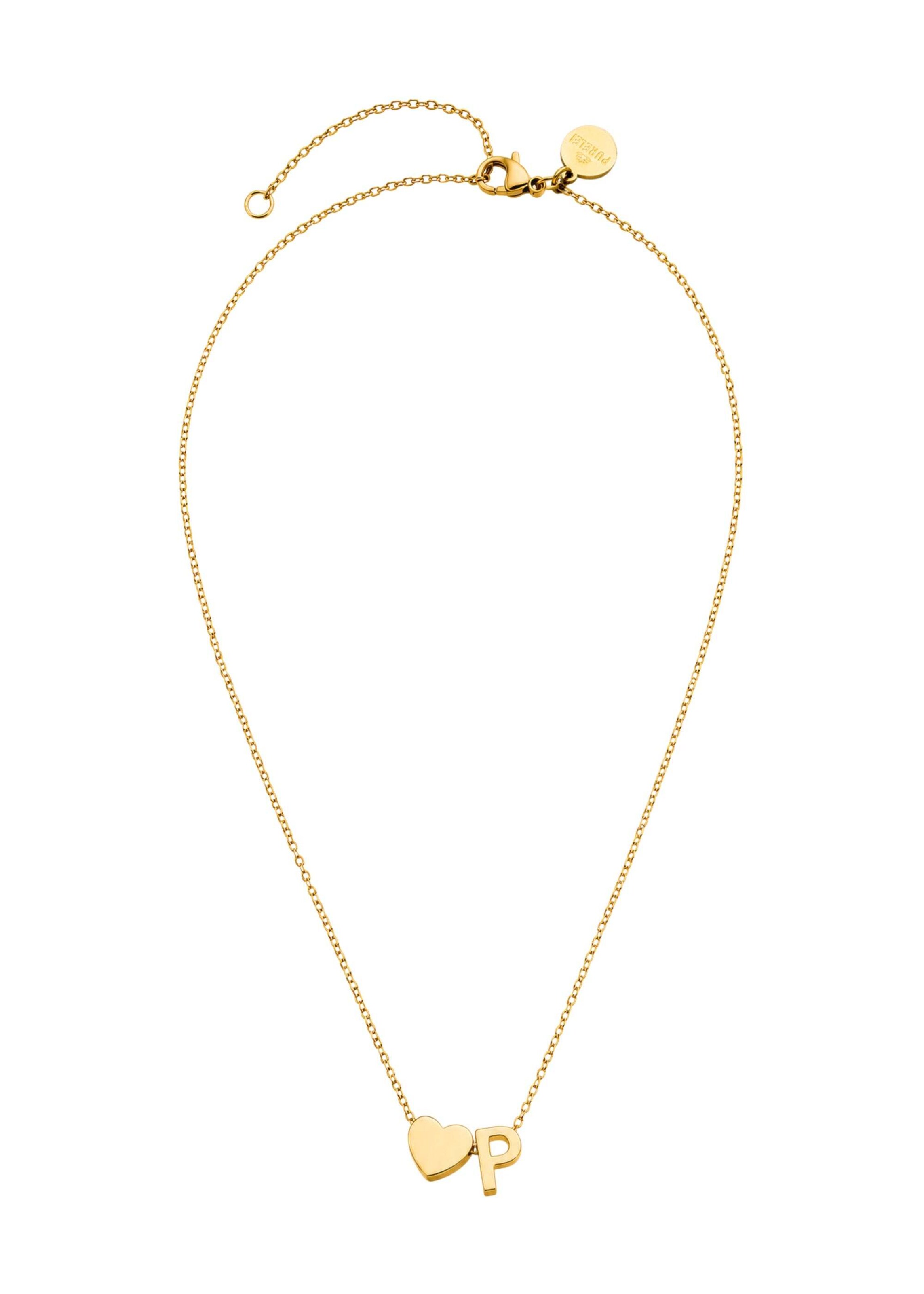 PURELEI - Cadena 'Letter Heart P' en oro: frente