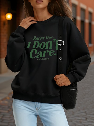 GORHEY Trui 'Women's Crew Neck Oversized Sweatshirt with Slogan Print' in de kleur Zwart, Productweergave