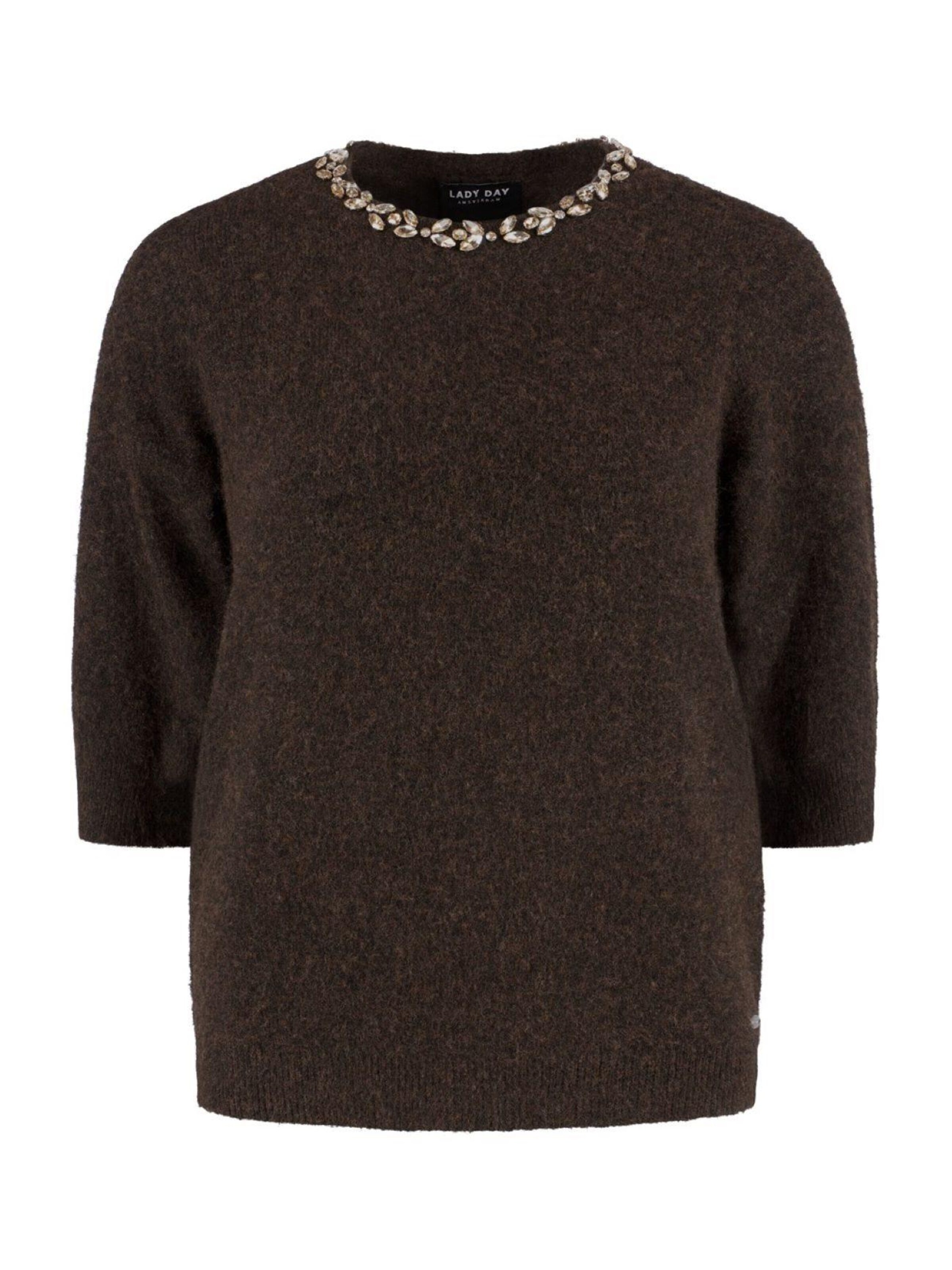Lady Day Knitted top 'Lady Day Aveline dark brown' in Brown: front