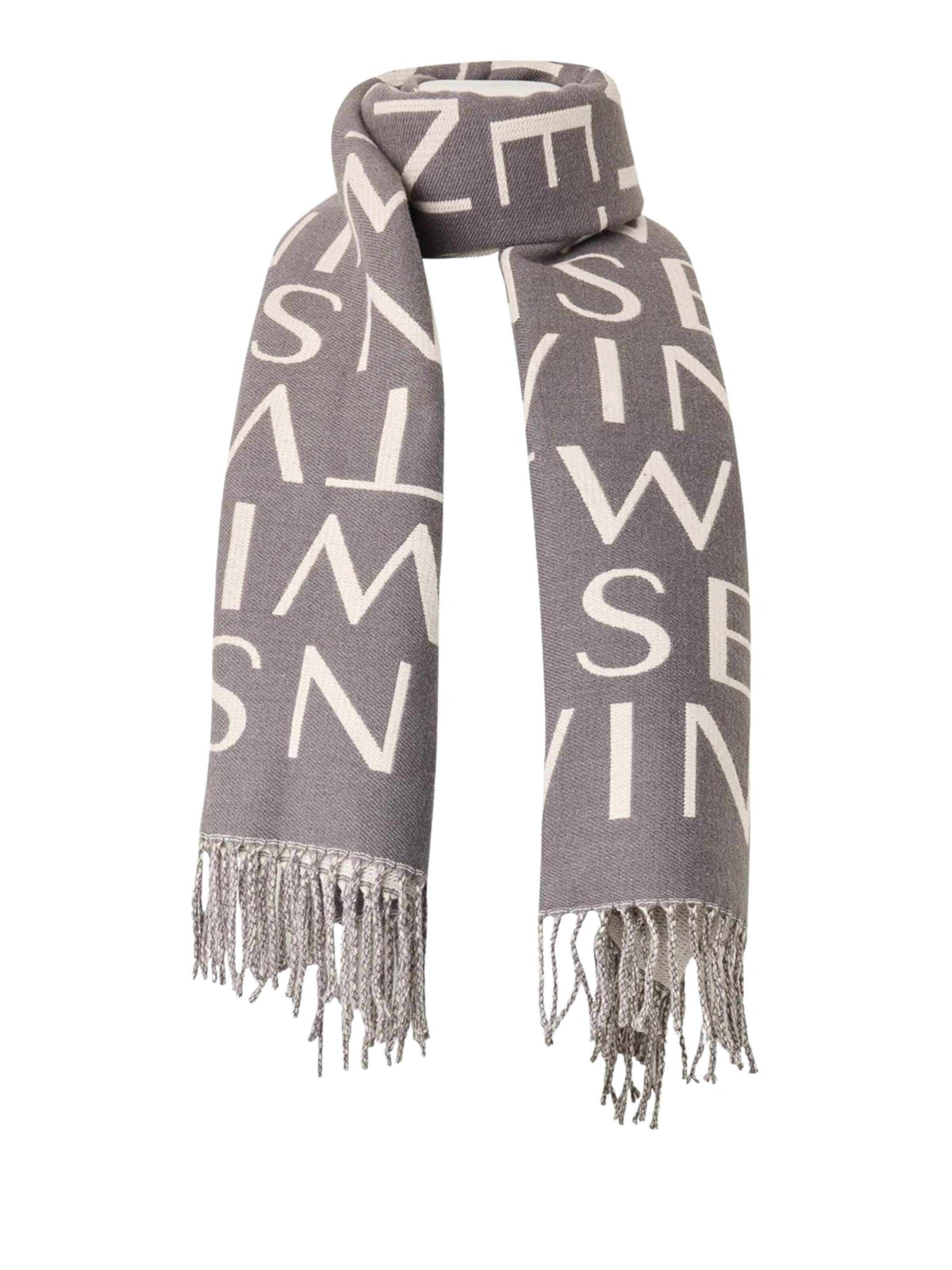 Foulard 'Logo scarf with fringe' di Twinset in grigio