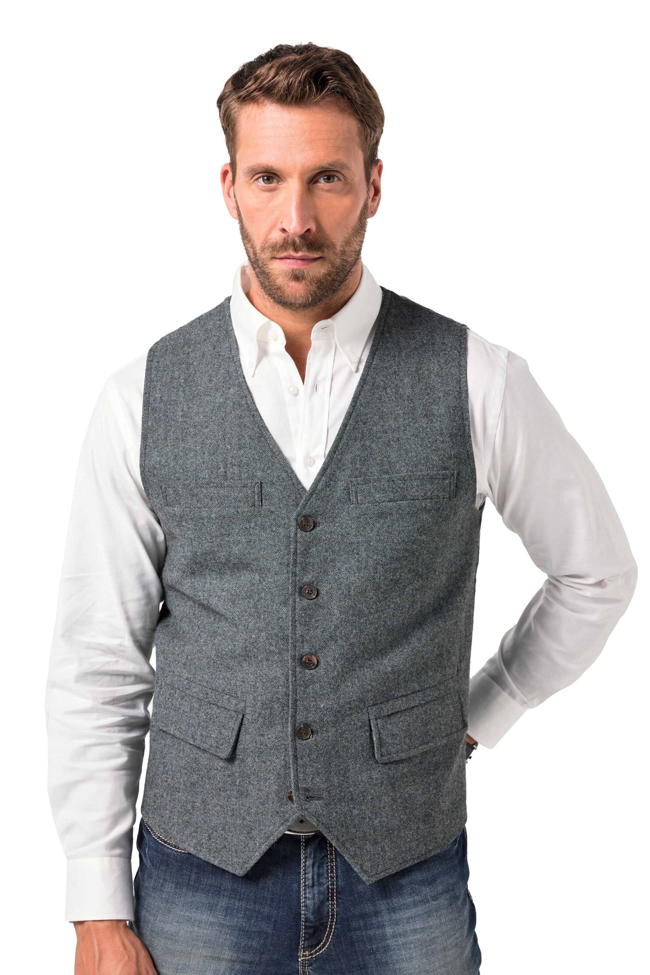 JP1880 Weste in Grau: Vorderseite