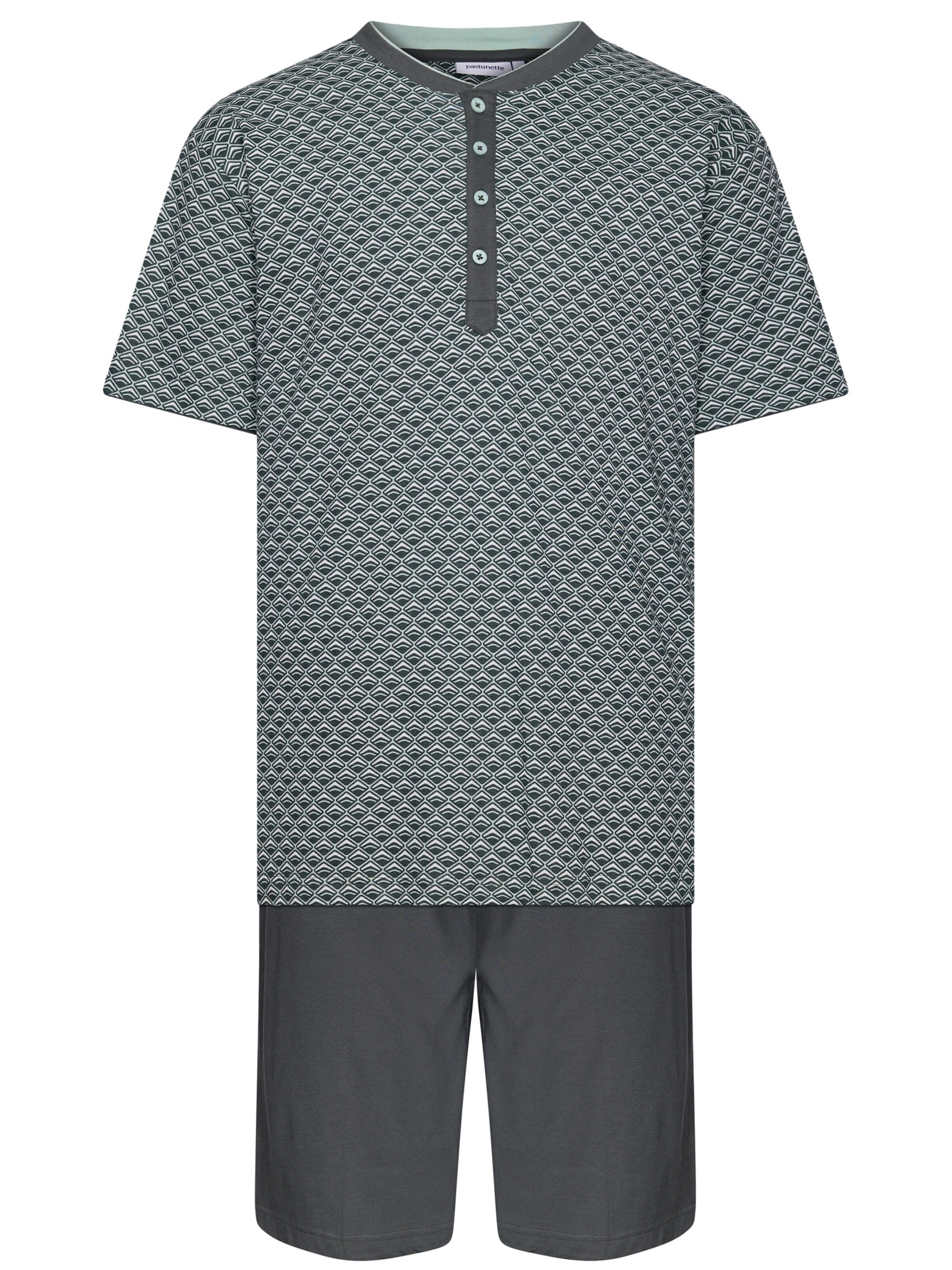 Pastunette Pyjama kort 'Shortama with buttons' in Groen: voorkant
