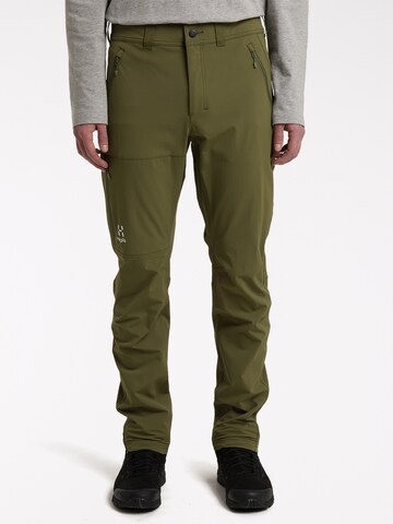 Haglöfs Slim fit Outdoor Pants 'Morän' in Green: front