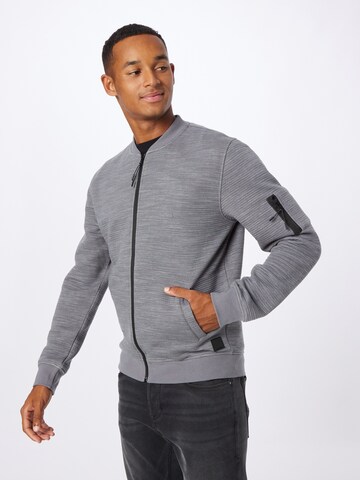 INDICODE JEANS Zip-Up Hoodie 'Lanyard' in Grey: front