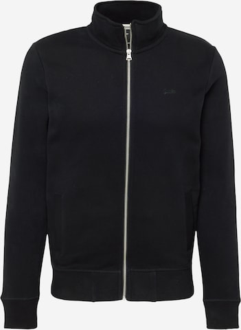 Superdry Zip-Up Hoodie in Black: front