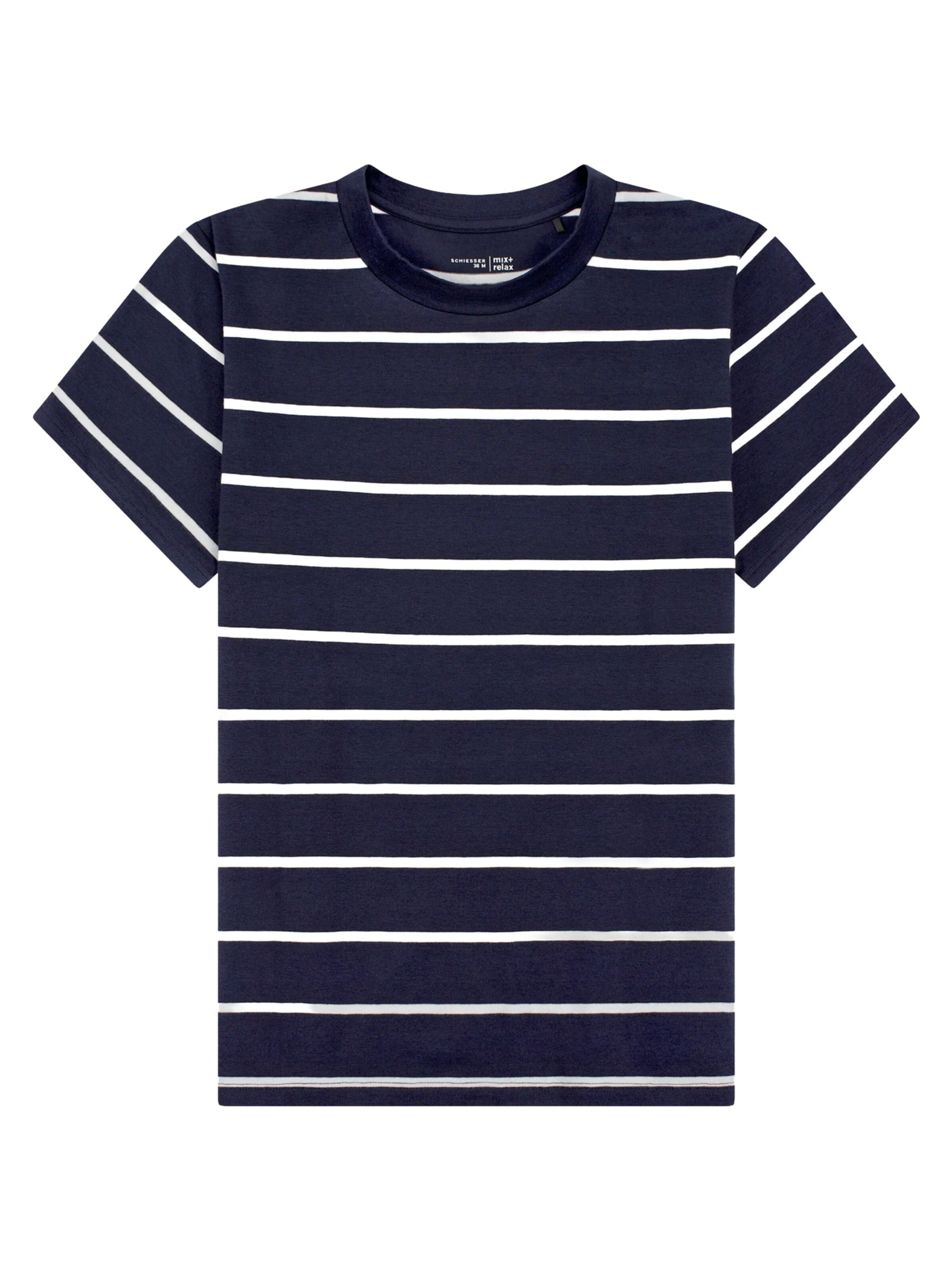 SCHIESSER Schlafshirt 'Mix & Relax' in S in dunkelblau / weiß, Produktansicht