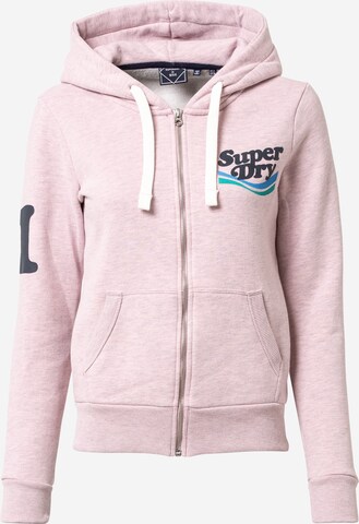 Superdry Zip-Up Hoodie 'Vintage Cooper Nostalgic' in Pink: front