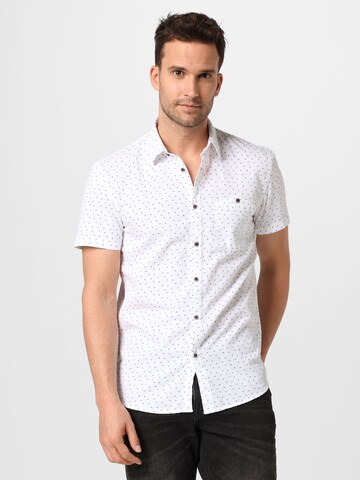 TOM TAILOR DENIM Slim fit Button Up Shirt in White: front