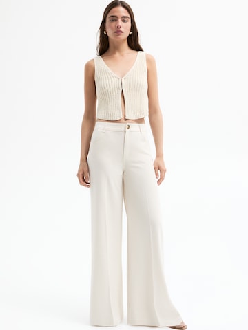 Pull&Bear Wide Leg Hose in Beige