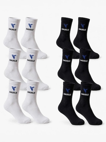 DAUGLE Skarpety sportowe 'Daugle Sport Socks (Black, White) Blue Logo' w kolorze czarny: przód