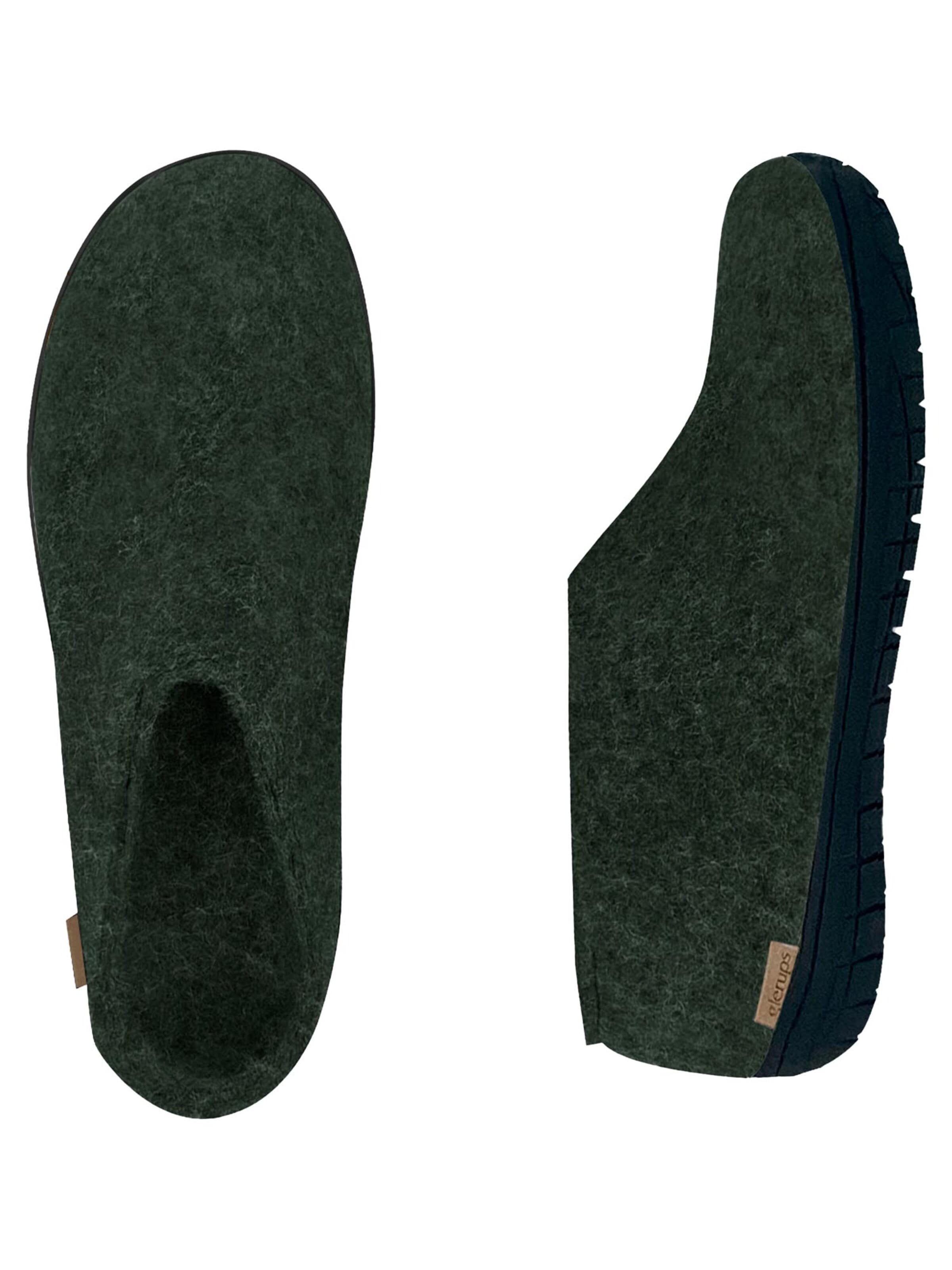 Glerups Slipper 'Kautschuksohle Schwarz' in Green