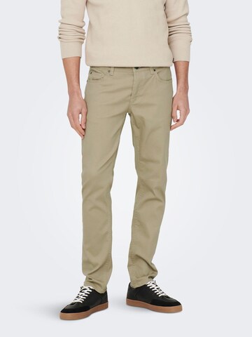 Coupe slim Pantalon 'Loom' Only & Sons en beige : devant