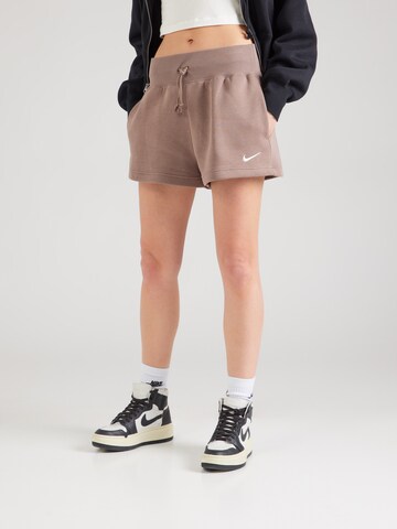 Nike Sportswear Loose fit Trousers 'Phoenix Fleece' in Brown: front