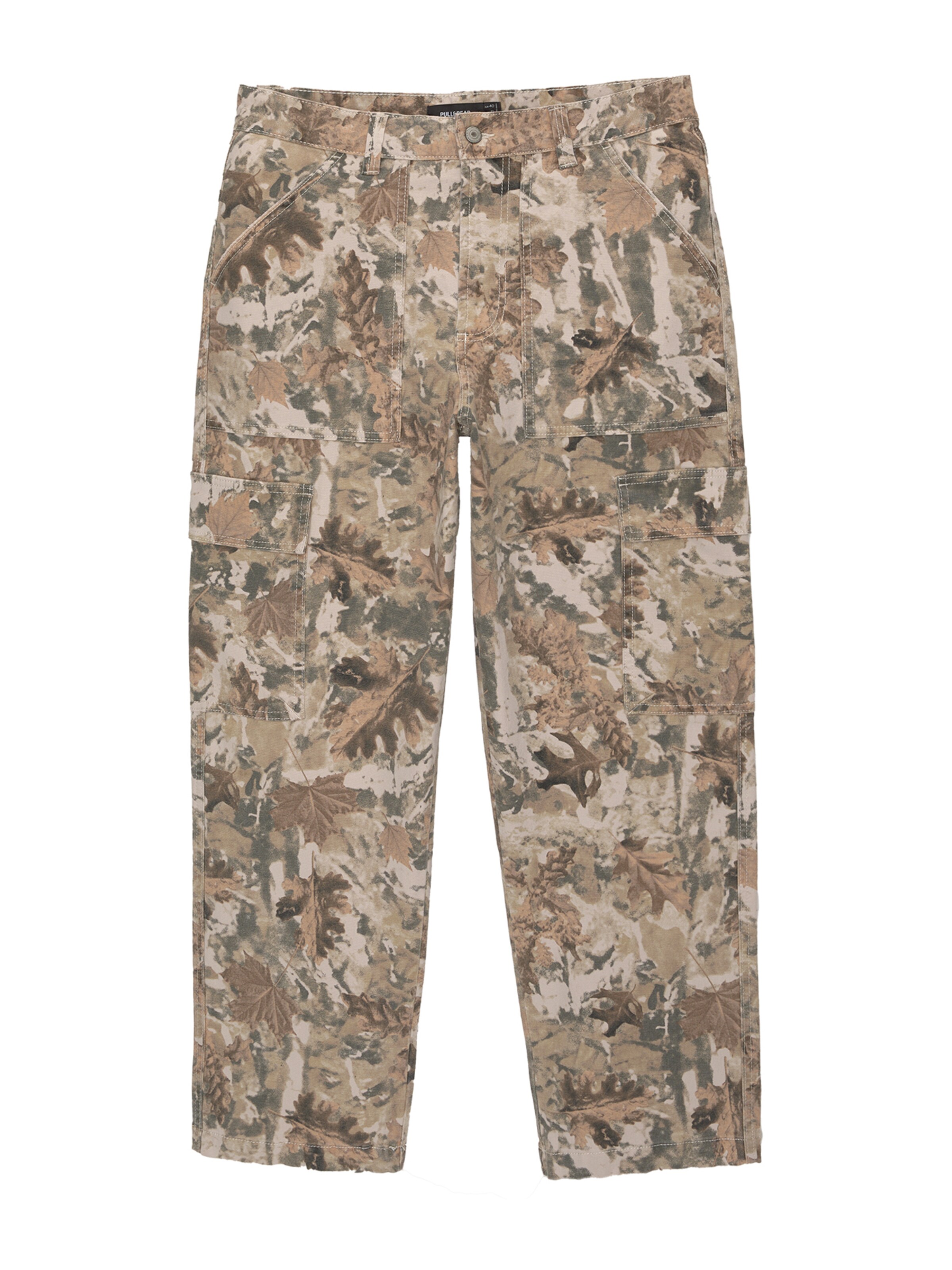 Pull&Bear Loose fit Cargo Pants in Beige: front