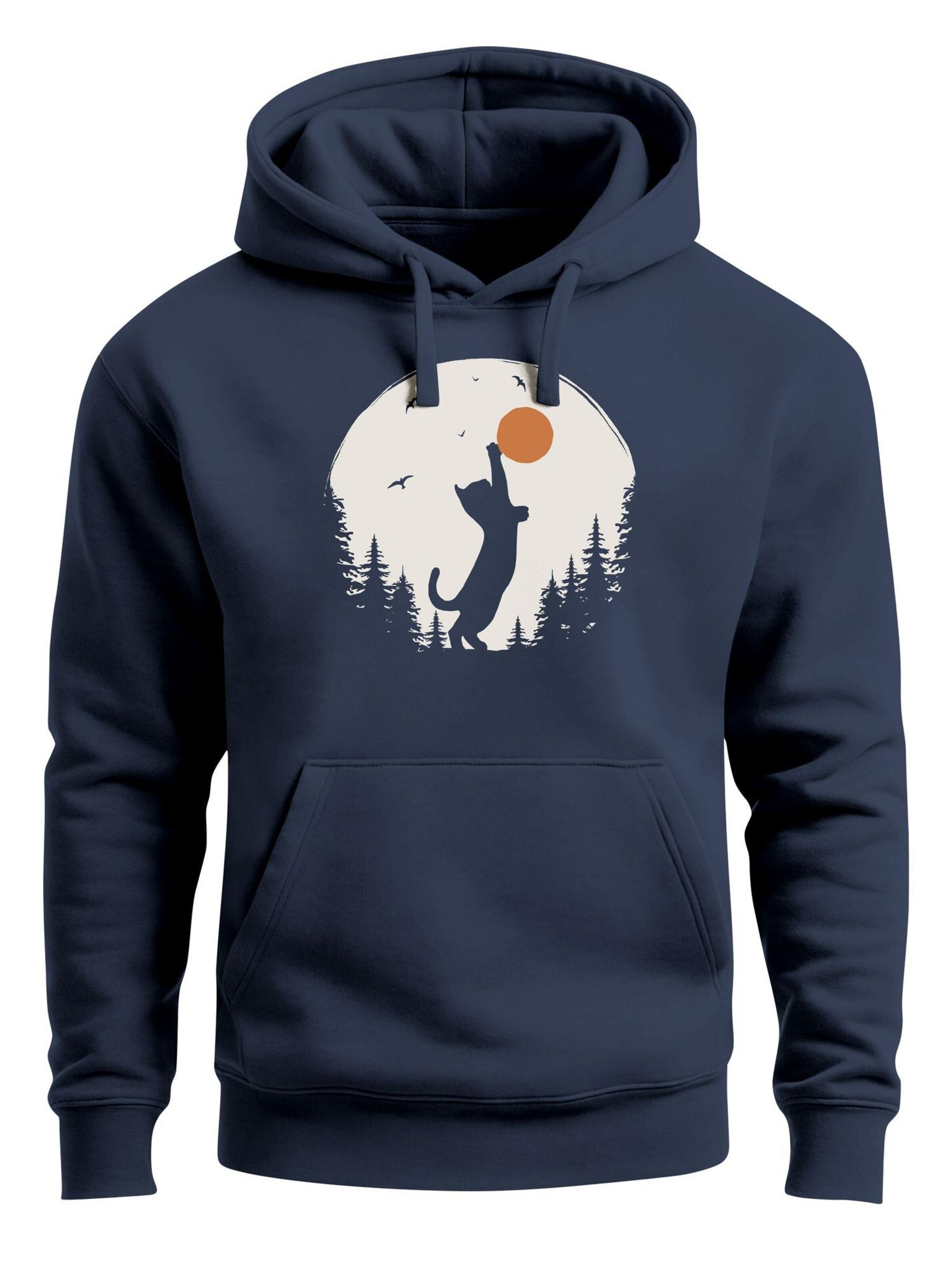 Neverless Sweatshirt 'Wald Katze'‌‌‌‌‌ in Blau: Vorderseite
