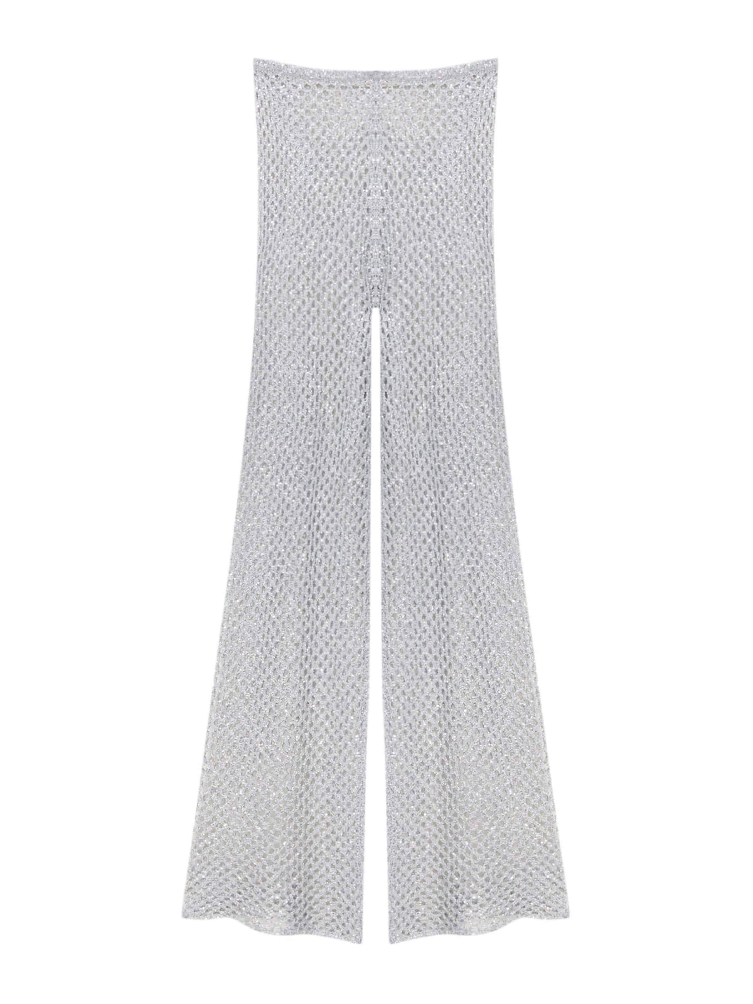 Pull&Bear Wide Leg Hose in Silber: Vorderseite