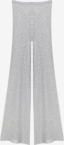 Pull&Bear Flared Trousers in Silver: front