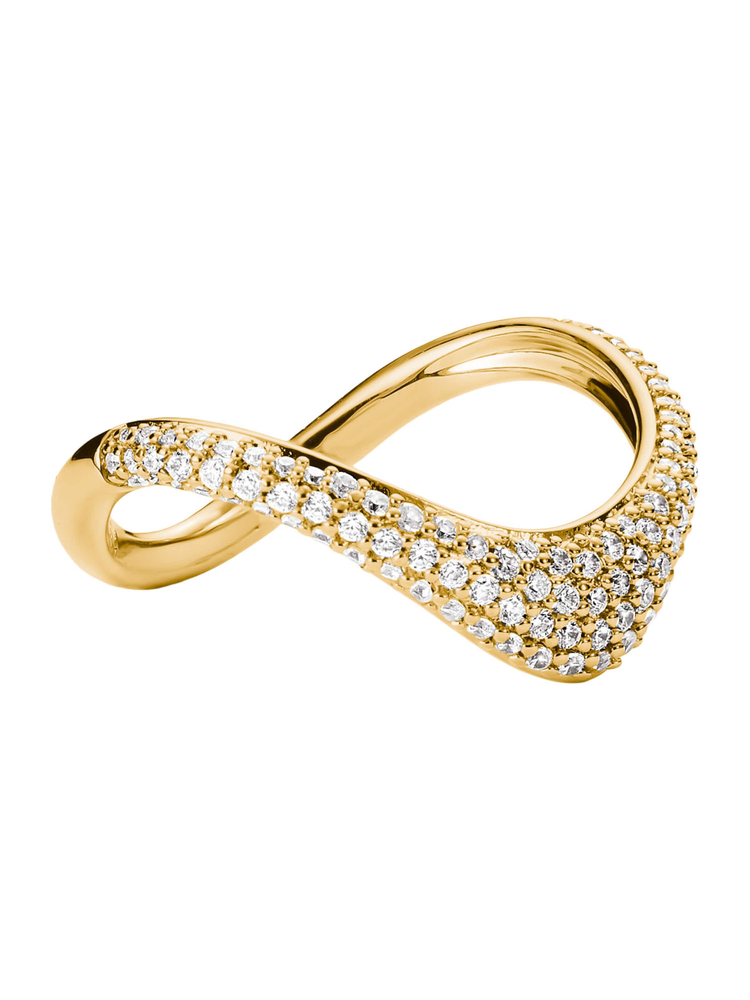 Thomas Sabo Ring in Wellenform mit weißem Zirkonia in Gold: Vorderseite