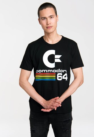 LOGOSHIRT Shirt 'Commodore C64' in Black: front