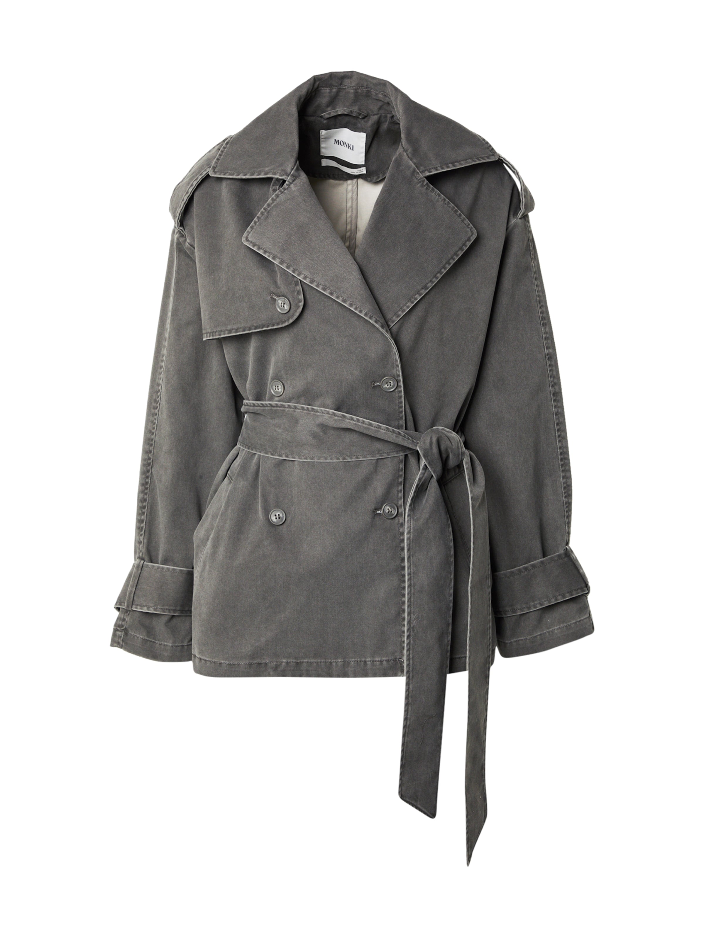 Monki Between-Seasons Coat in Black: front