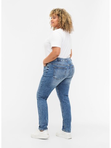 Slimfit Jeans 'Emily' de la Zizzi pe albastru