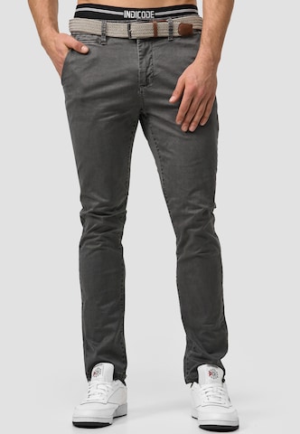 Coupe slim Pantalon chino INDICODE JEANS en gris : devant