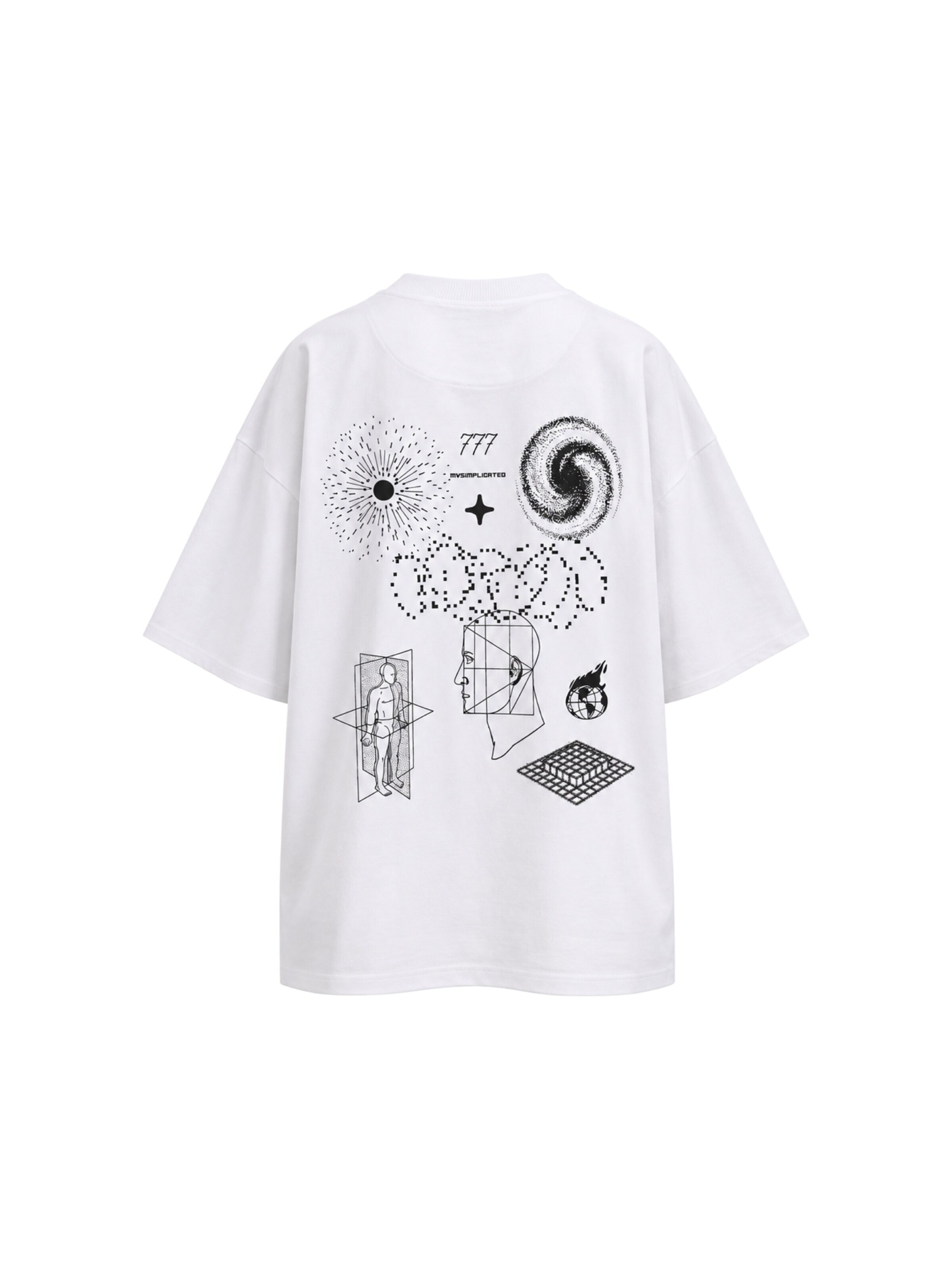 Tricou supradimensional 'Cotton T-shirt 777' de la mysimplicated pe alb: față