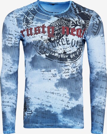 Rusty Neal Langarmshirt mit Batik Print in Blau: predná strana