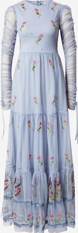 Frock and Frill Evening Dress in Blue: front