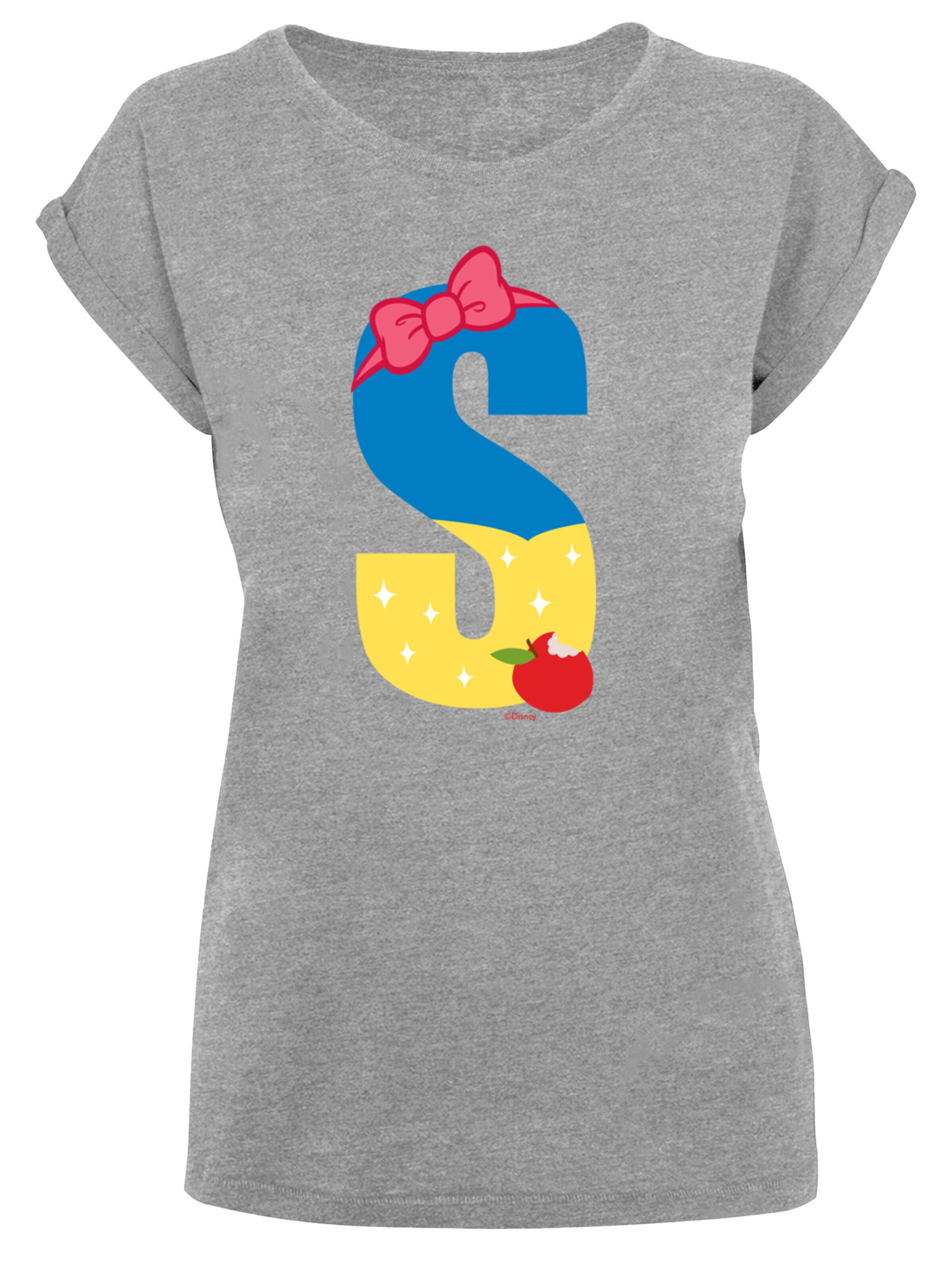 T-shirt 'Disney Alphabet S Is For Snow White Schneewittchen' F4NT4STIC en gris : devant
