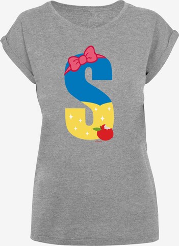 F4NT4STIC Shirt 'Disney Alphabet S Is For Snow White Schneewittchen' in Grijs: voorkant