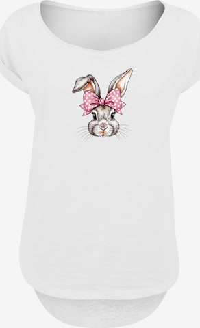 F4NT4STIC T-Shirt 'Niedlicher Hase Mit Schleife' in Weiß: Vorderseite