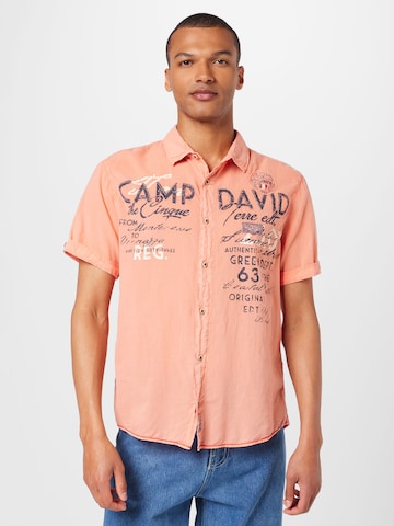 CAMP DAVID Regular fit Button Up Shirt in Orange: front