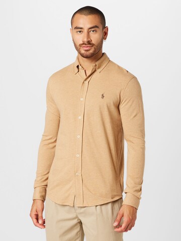 Coupe slim Chemise Polo Ralph Lauren en beige : devant